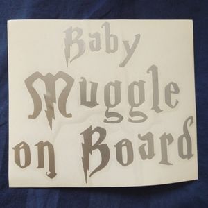 Harry Potter Baby Muggle On Board Silver Car Decal